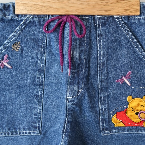 Vintage Disney Winnie the Pooh Embroidered Denim High Waisted Shorts 12/14 - Picture 4 of 9